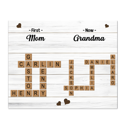 Personalized Wooden Plaque Crossword Family Keepsake Gift for Grandma | Lorajewel
