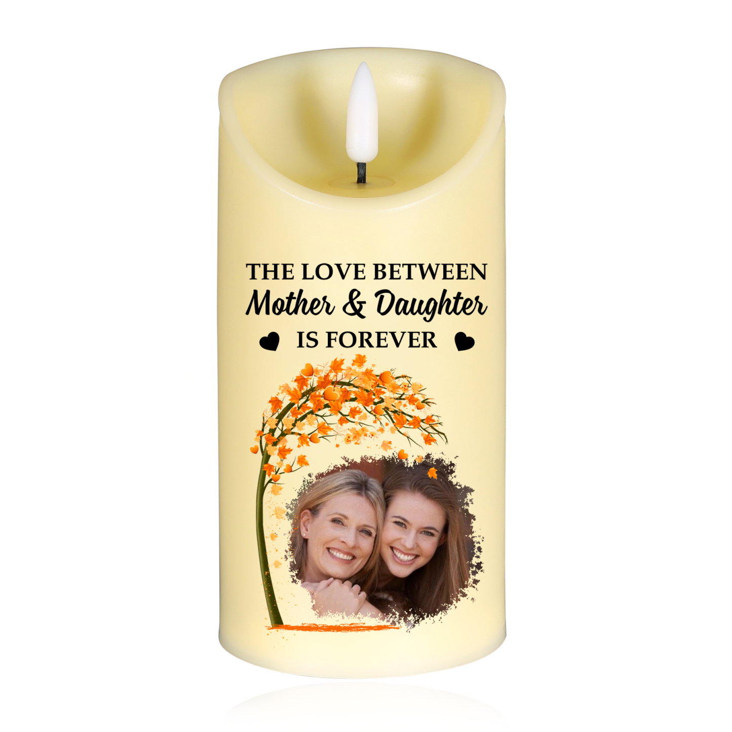 Personalized LED Candle, Custom Photo & Text Flickering Light Gift for Mom | Lorajewel