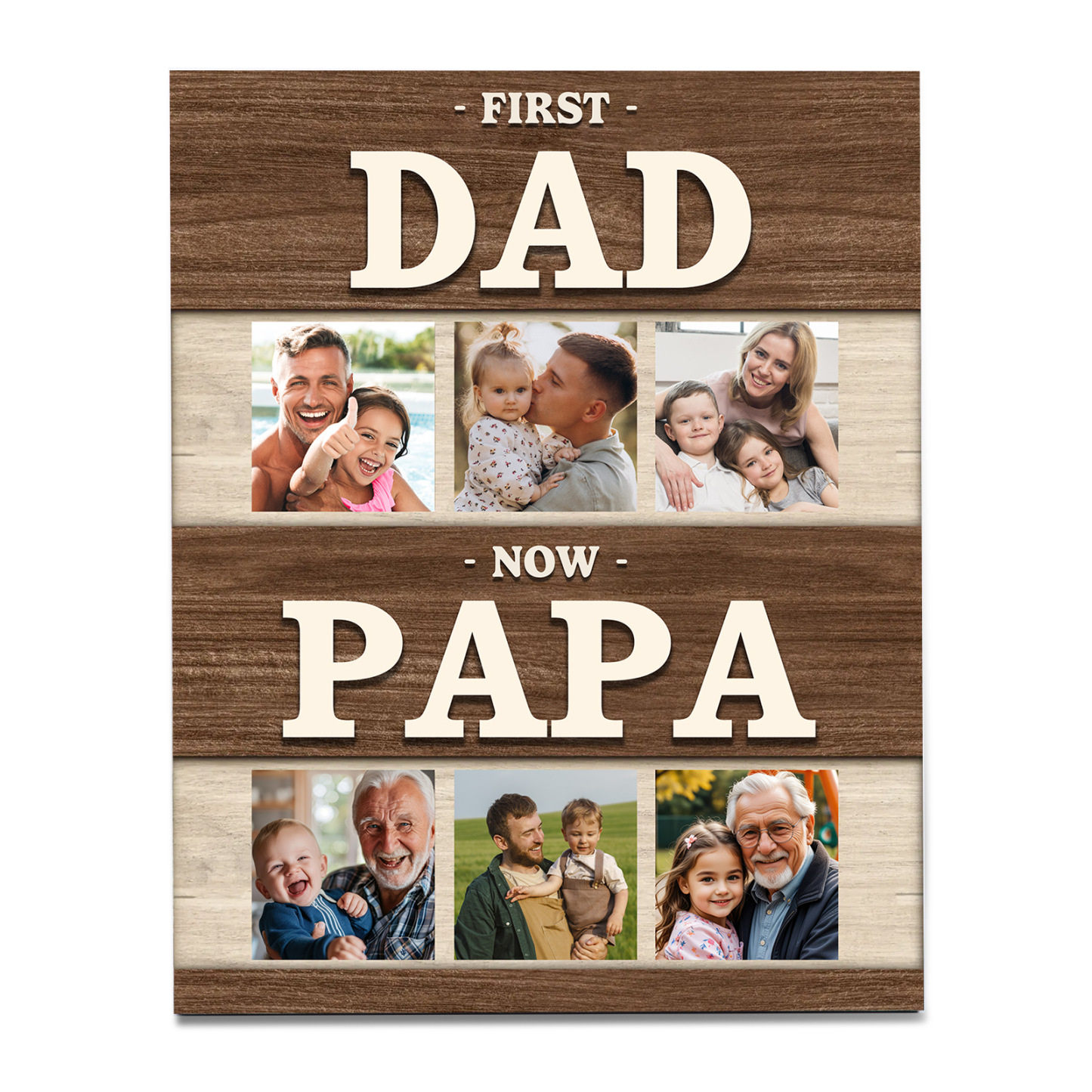 Personalized Photo Plaque – First Dad, Now Granddad Plaque with 6 Photos | Lorajewel