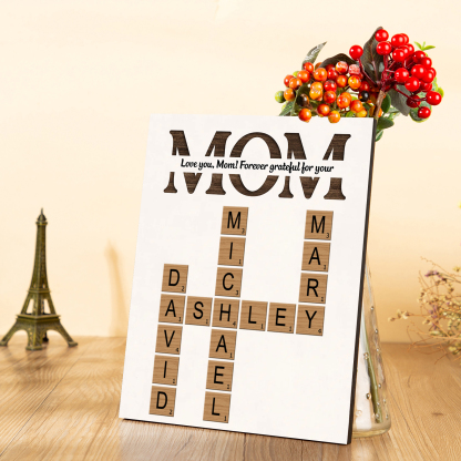 Personalized Crossword Wooden Ornament, with Custom Text & Name Ornament Gift for Mom | Lorajewel