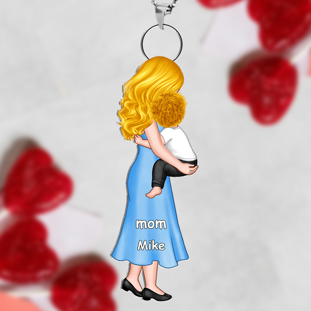 Personalized Mum & Child Acrylic Keyring, Custom 2 Names Keyring Gift For Mum | Lorajewel