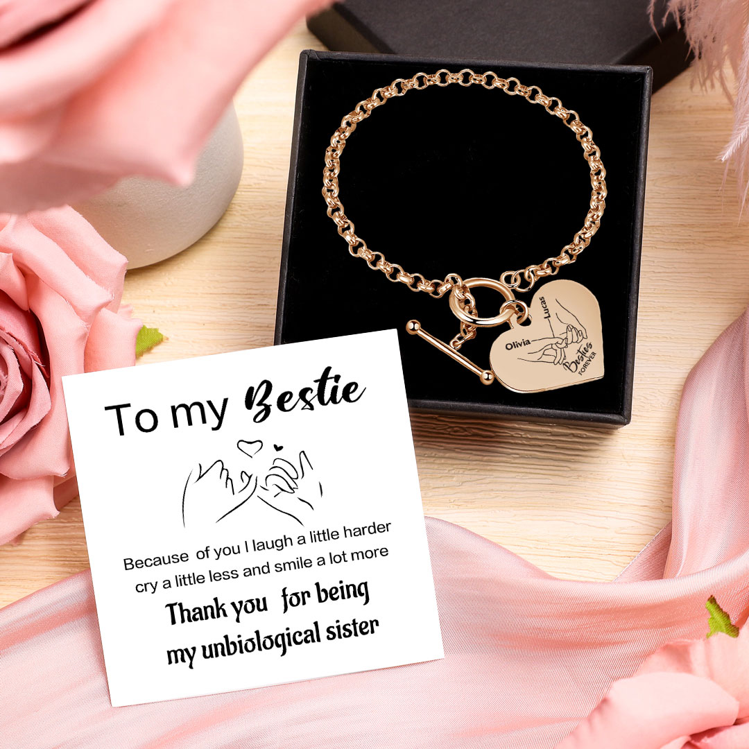 Personalized Pinky Promise Besties Forever Bracelet Custom 2 Names Gift Set for Friends