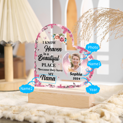 Personalized Heart Memorial LED Light Cherish Loved Ones with Custom Name Photo & Date