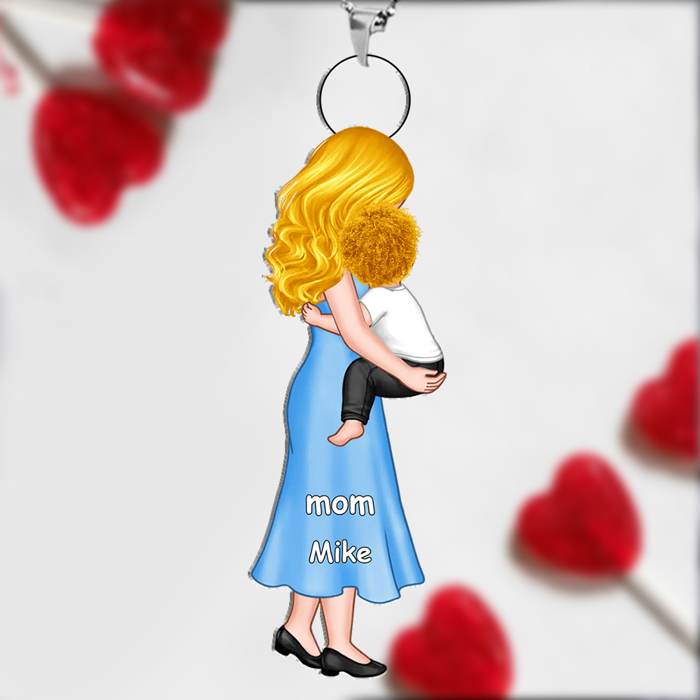 Personalized Mum & Child Acrylic Keyring, Custom 2 Names Keyring Gift For Mum | Lorajewel