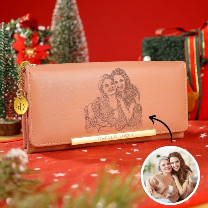 Personalized Women Wallet with Custom Photo and Engraved Letter 