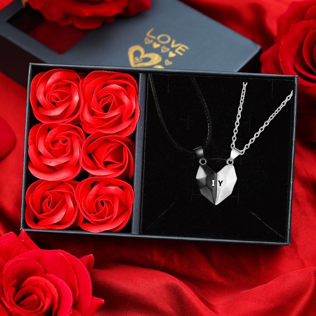 Two Souls One Heart Necklace Magnetic Heart Matching Necklace Couple G