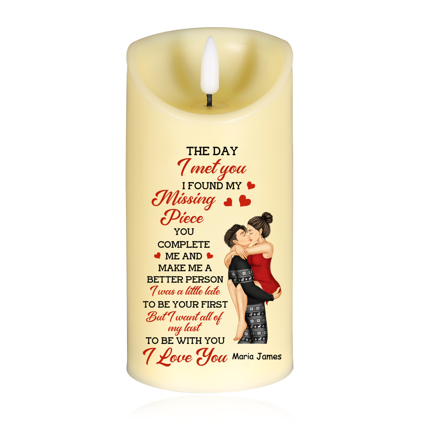 Personalized LED Candle The Day I Met You, I Found My Missing Piece Gift for Her