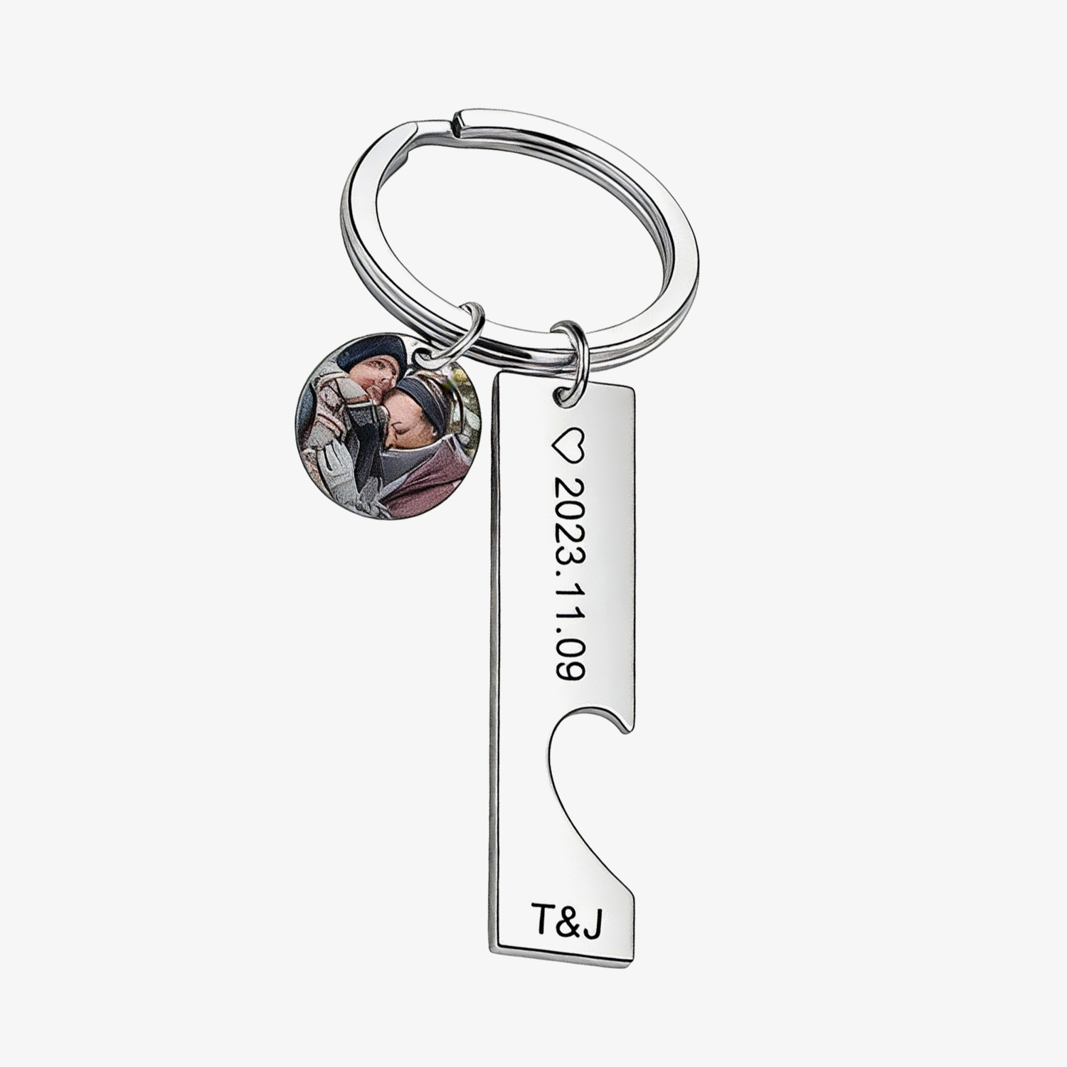 Personalized Couple Keychain Custom 2 Names & 2 Dates & 2 Photos Keyring Matching Couple Gifts Valentine's Day Gift for Him/Her