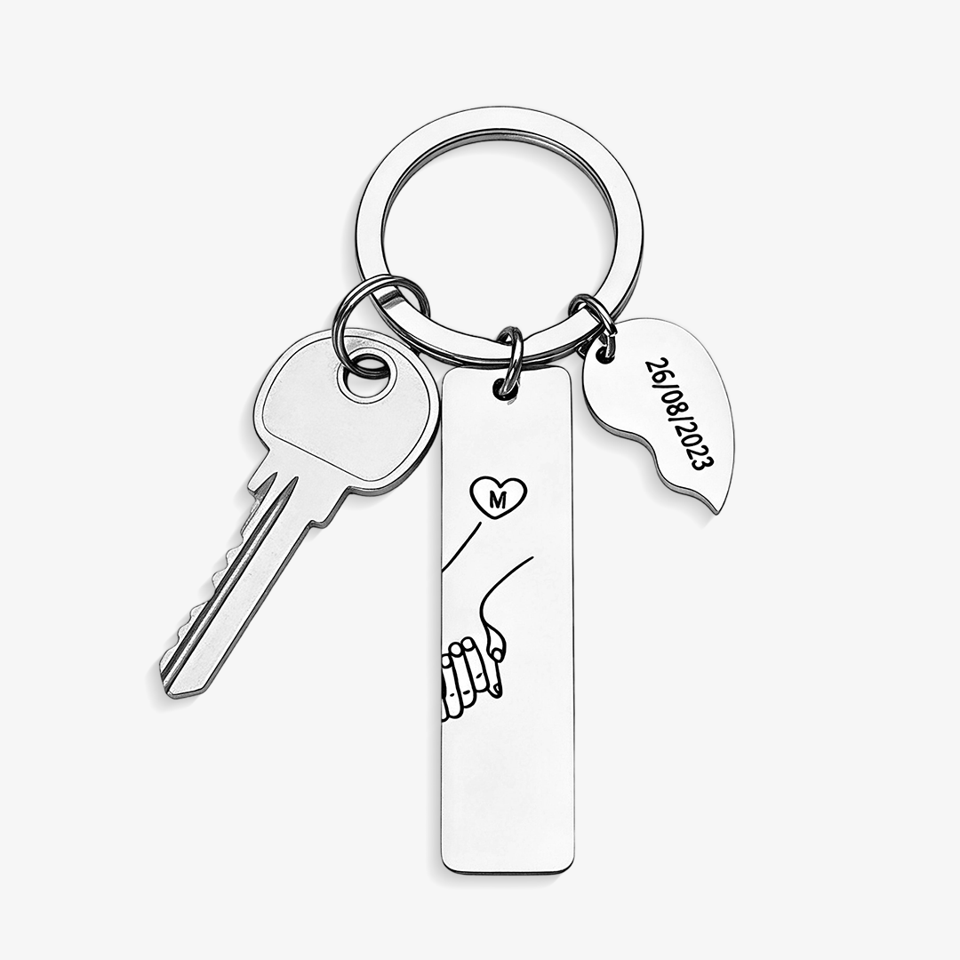 Personalized Hand in Hand Couple Keychain Set Engrave Name Matching Couple Gifts