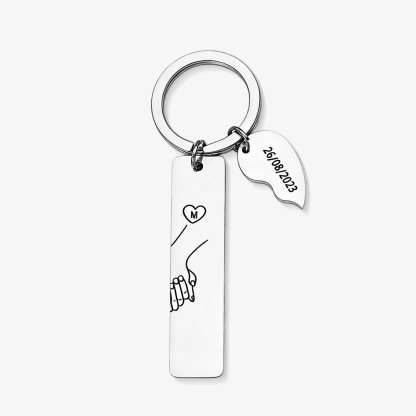 Personalized Hand in Hand Couple Keychain Set Engrave Name Matching Couple Gifts