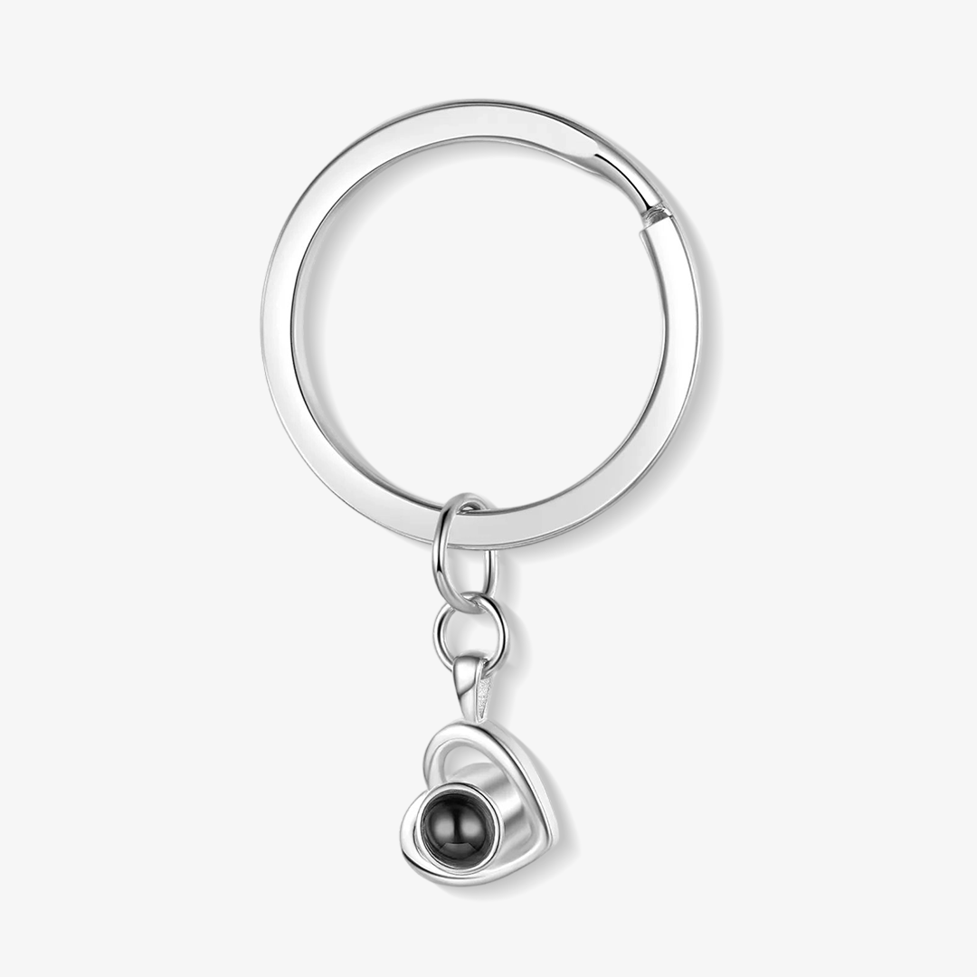 Personalized Projection Keychain Custom Photo Heart Pendant Keychain