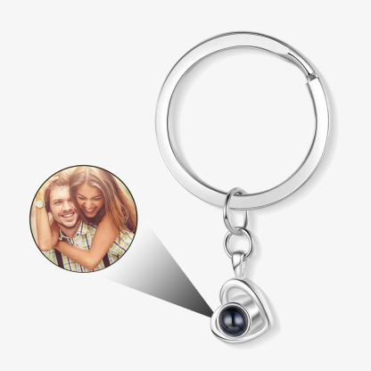 Personalized Projection Keychain Custom Photo Heart Pendant Keychain