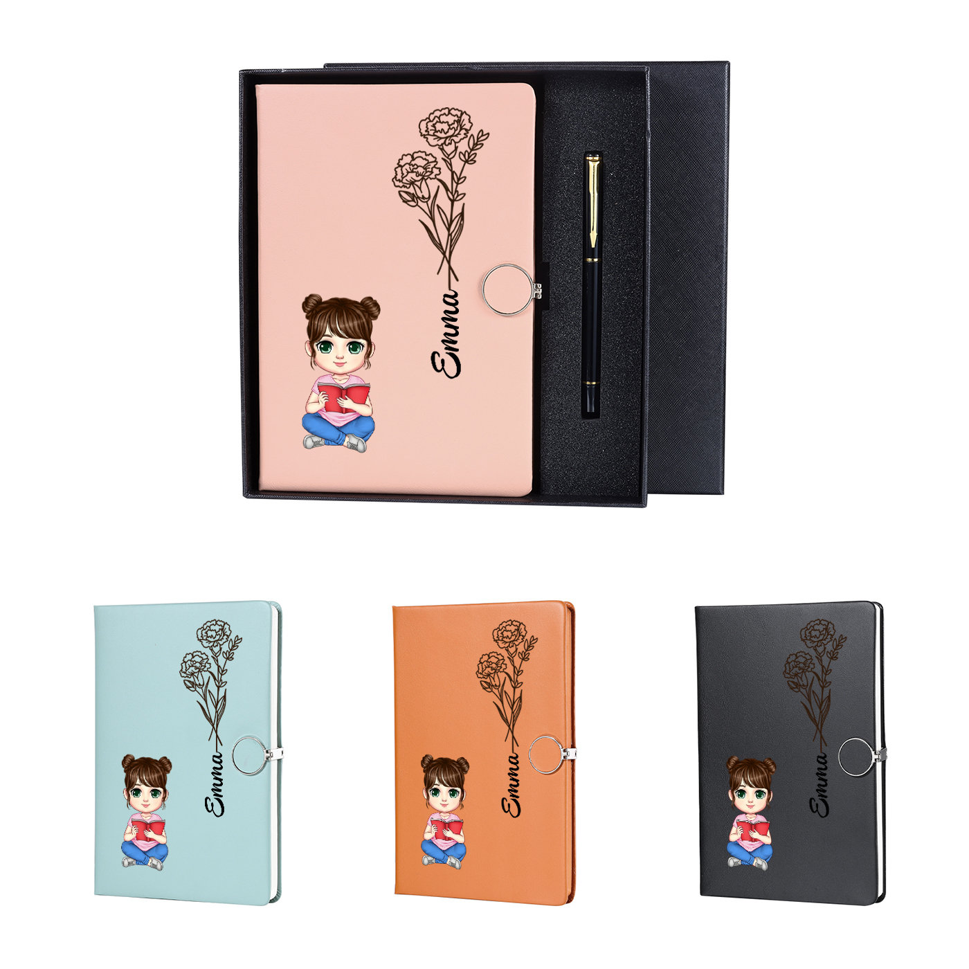 Personalized A5 Notebook Gift Set with Custom Name & Cute Illustration | Back to school gifts | Jessemade