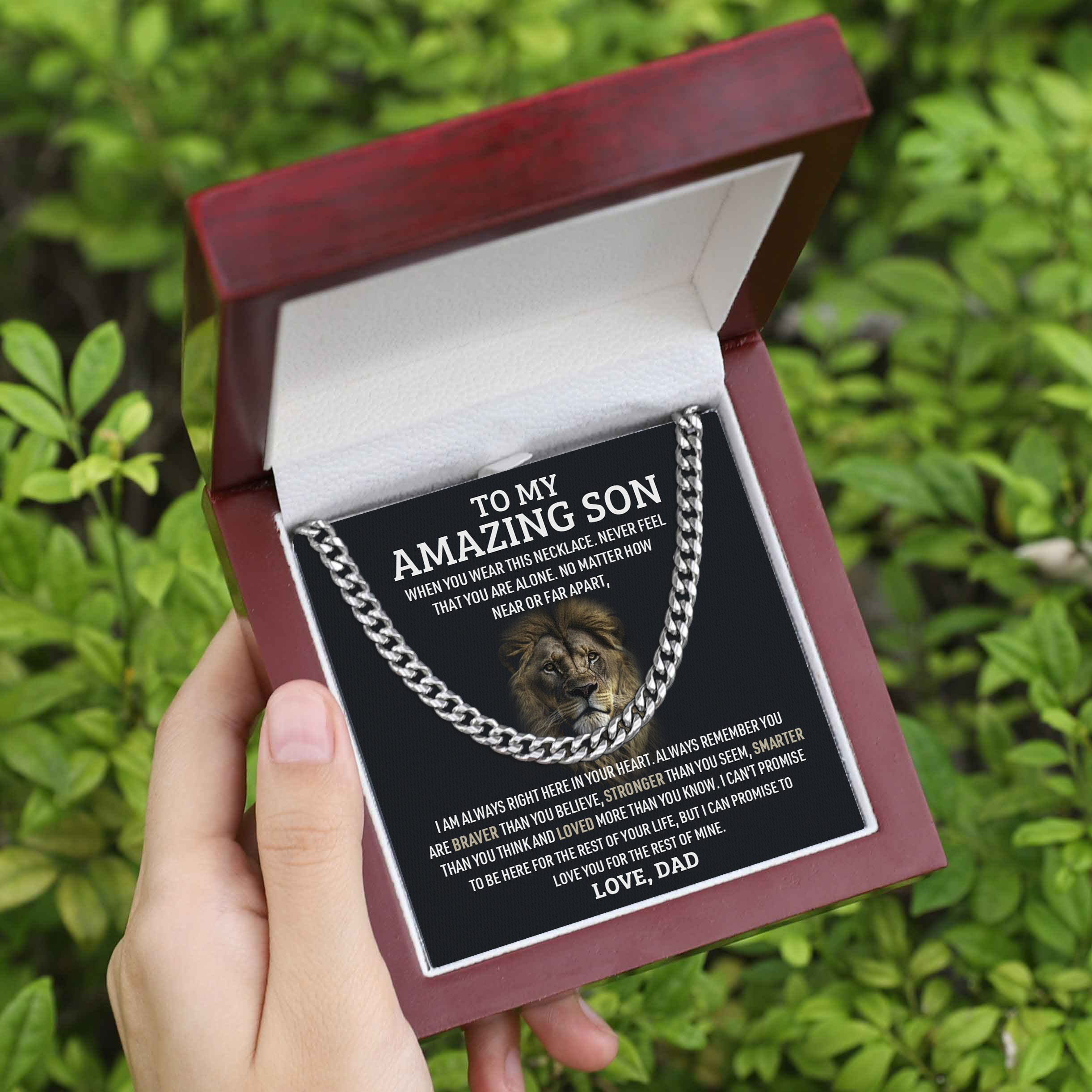 To My Son Never Feel That You Are Alone Cuban Chain Necklace Stainless Steel Necklace Warm Gift