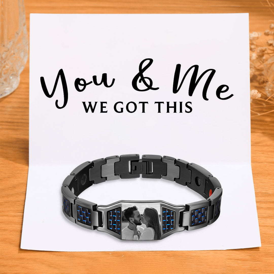 Personalized Men Bracelet Magnetic Custom Photo Bracelet for Him Valentine Gift