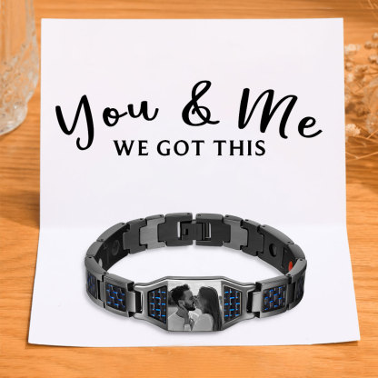 Personalized Men Bracelet Magnetic Custom Photo Bracelet for Him Valentine Gift