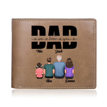 Personalized Father’s Day Wallet – Custom “We Love You Dad” Leather Wallet with Kids' Names | Lorajewel