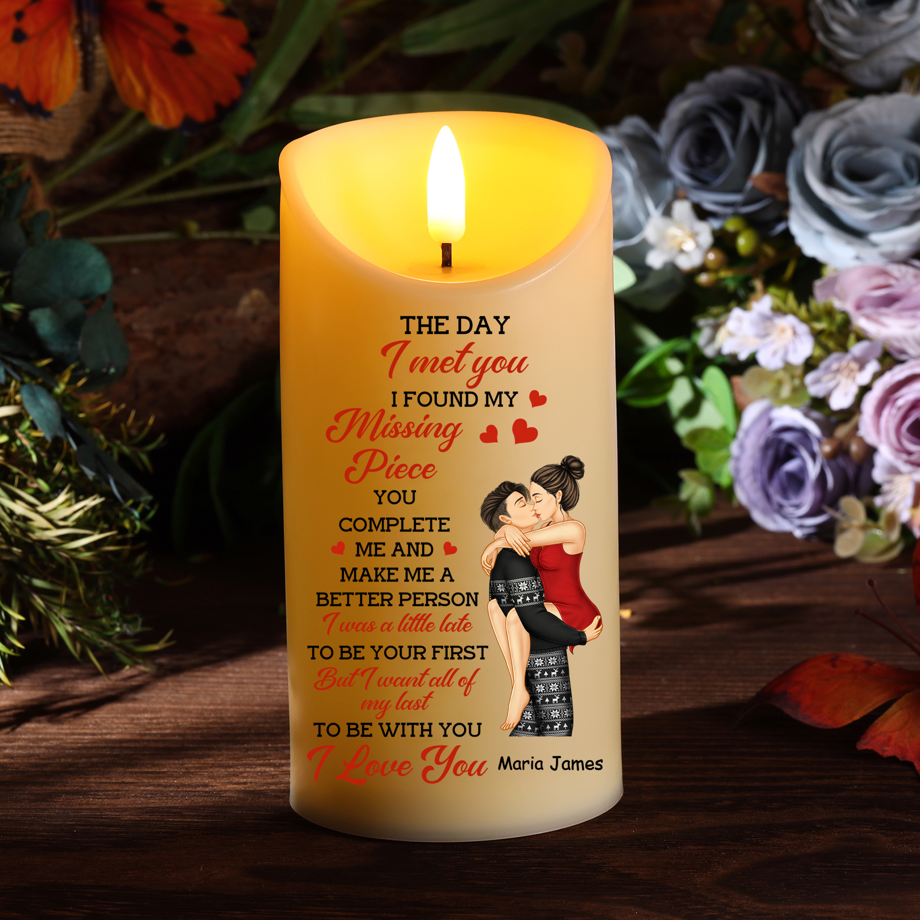 Personalized LED Candle The Day I Met You, I Found My Missing Piece Gift for Her
