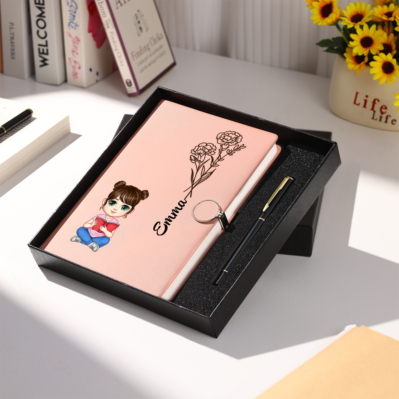 Personalized A5 Notebook Gift Set with Custom Name & Cute Illustration | Back to school gifts | Jessemade