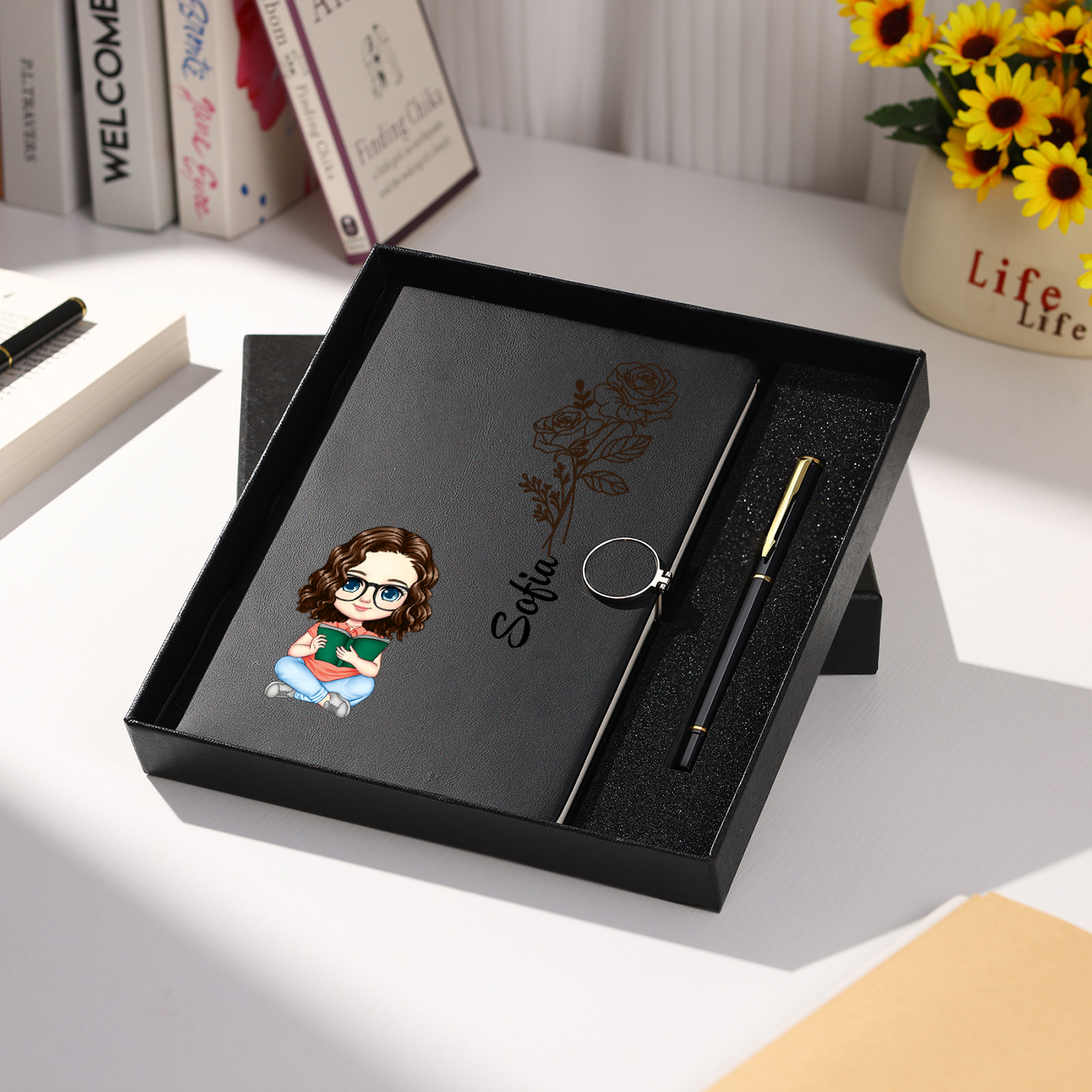 Personalized A5 Notebook Gift Set with Custom Name & Cute Illustration | Back to school gifts | Jessemade