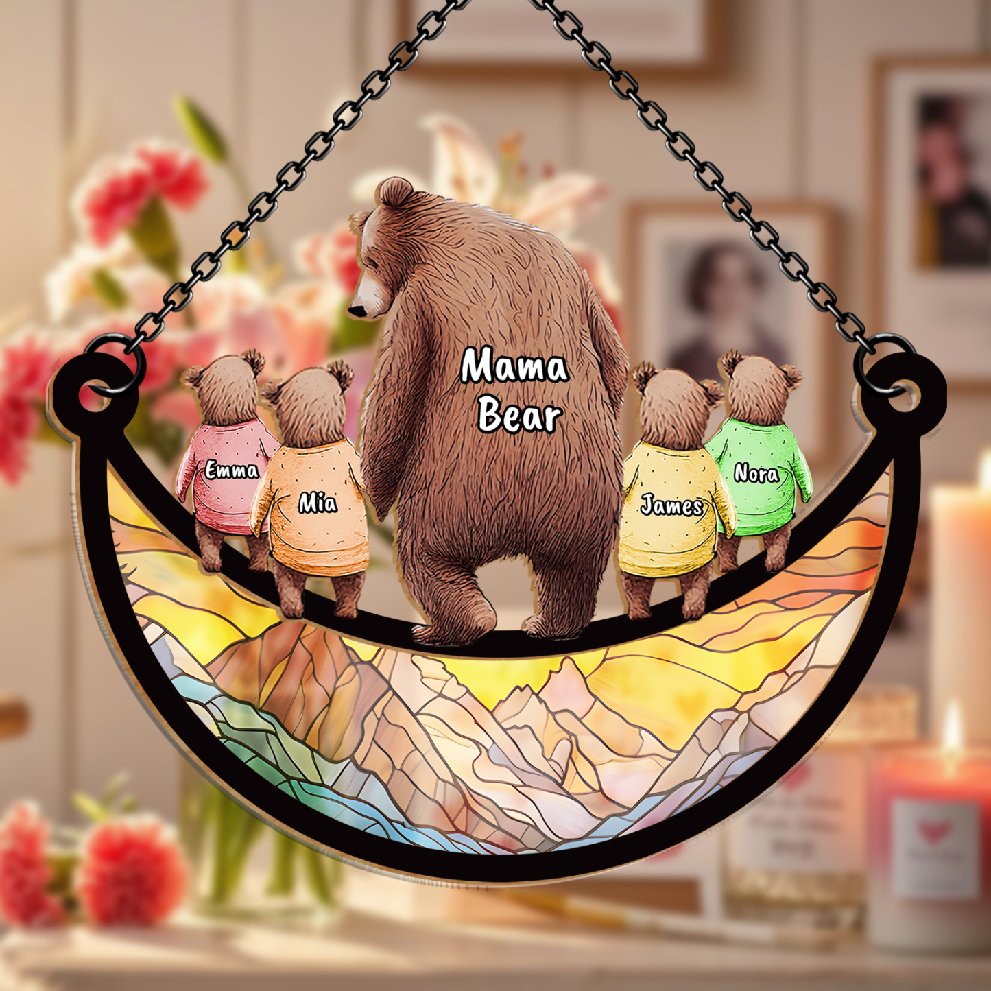 Personalized Mama Bear Hanging Ornament – Custom Bear Family Names | Lorajewel