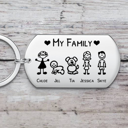 Perosnalized Family Keyring – “My Family” Stick Figure Tag