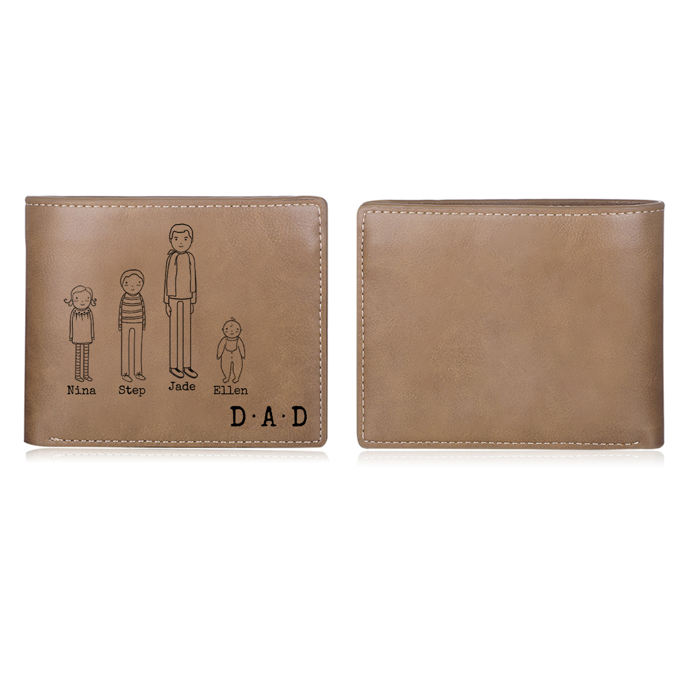 Personalized Leather Wallet for Dad – Custom Wallet with Names | Lorajewel