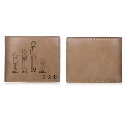 Personalized Leather Wallet for Dad – Custom Wallet with Names | Lorajewel