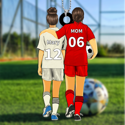 Personalized Football Acrylic Keyring, Custom 2 Names Keyring Gift For Family | Lorajewel