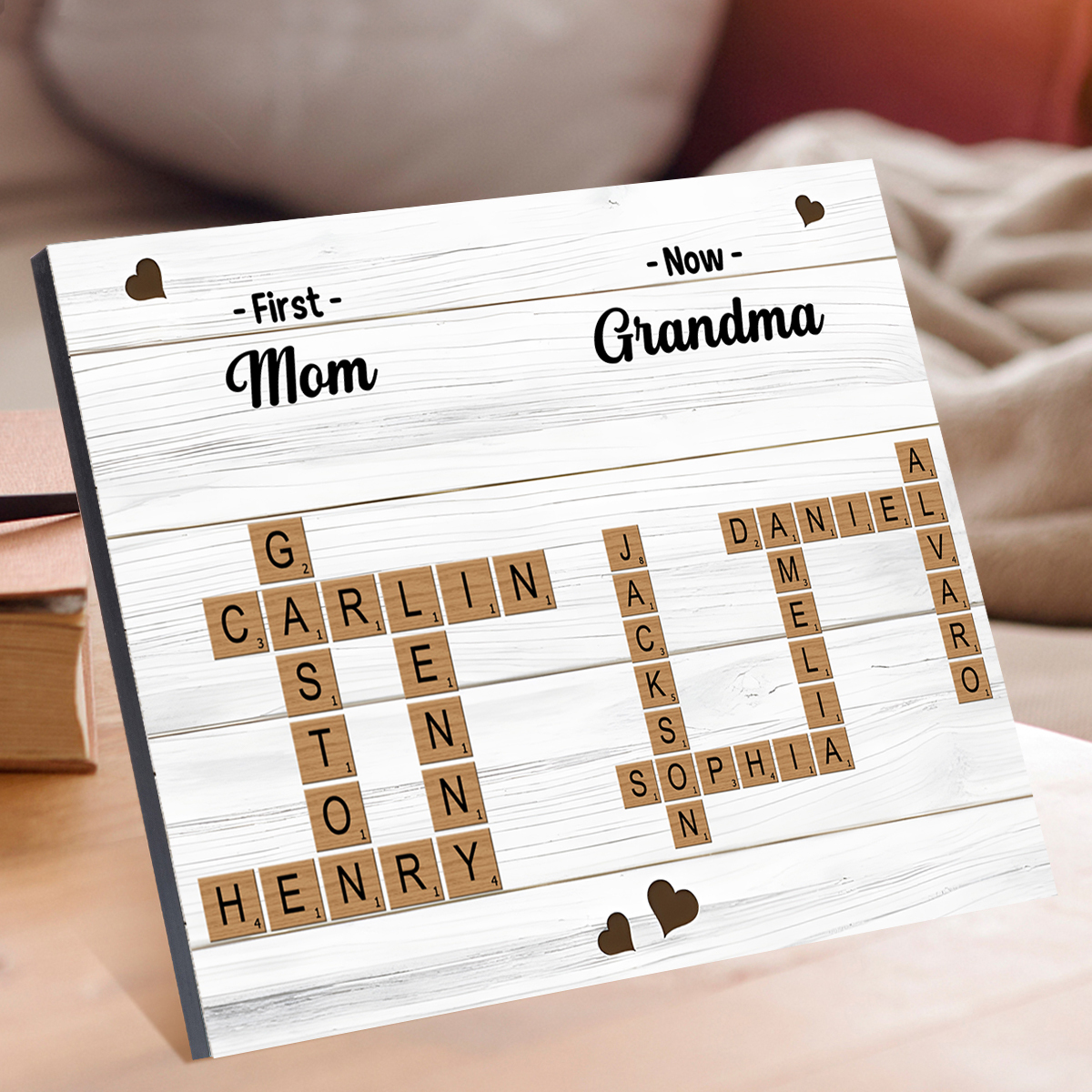 Personalized Wooden Plaque Crossword Family Keepsake Gift for Grandma | Lorajewel