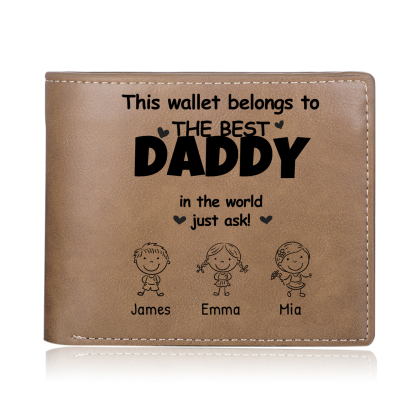 Perosnalized Best Daddy Wallet – With Children’s Names & Custom Message Gift for Dad | Lorajewel