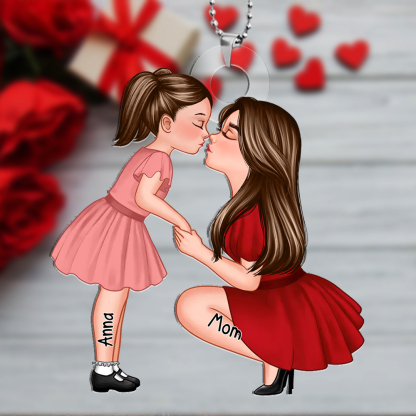 Personalized Mother & Child Acrylic Keyring, Custom Name Keyring Gift For Family | Lorajewel