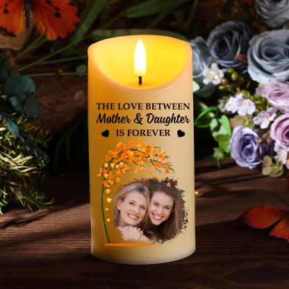Personalized LED Candle, Custom Photo & Text Flickering Light Gift for Mom | Lorajewel