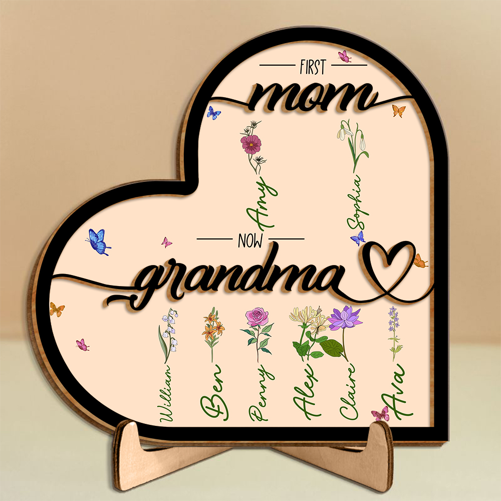 Personalized Wooden Ornament with 2-20 Names“First Mum, Now Nan” Unique Mother's Day Gifts for Mum | Lorajewel