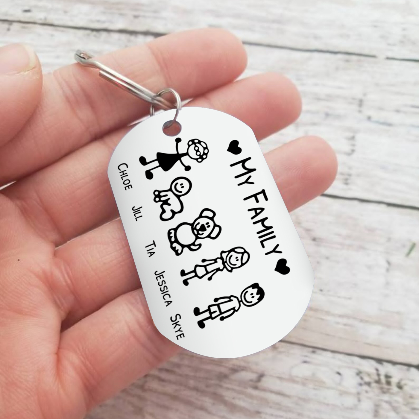 Perosnalized Family Keyring – “My Family” Stick Figure Tag