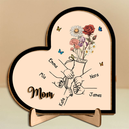 Custom Mother’s Day Heart Plaque – Gift from Children with Personalized Names | Lorajewel