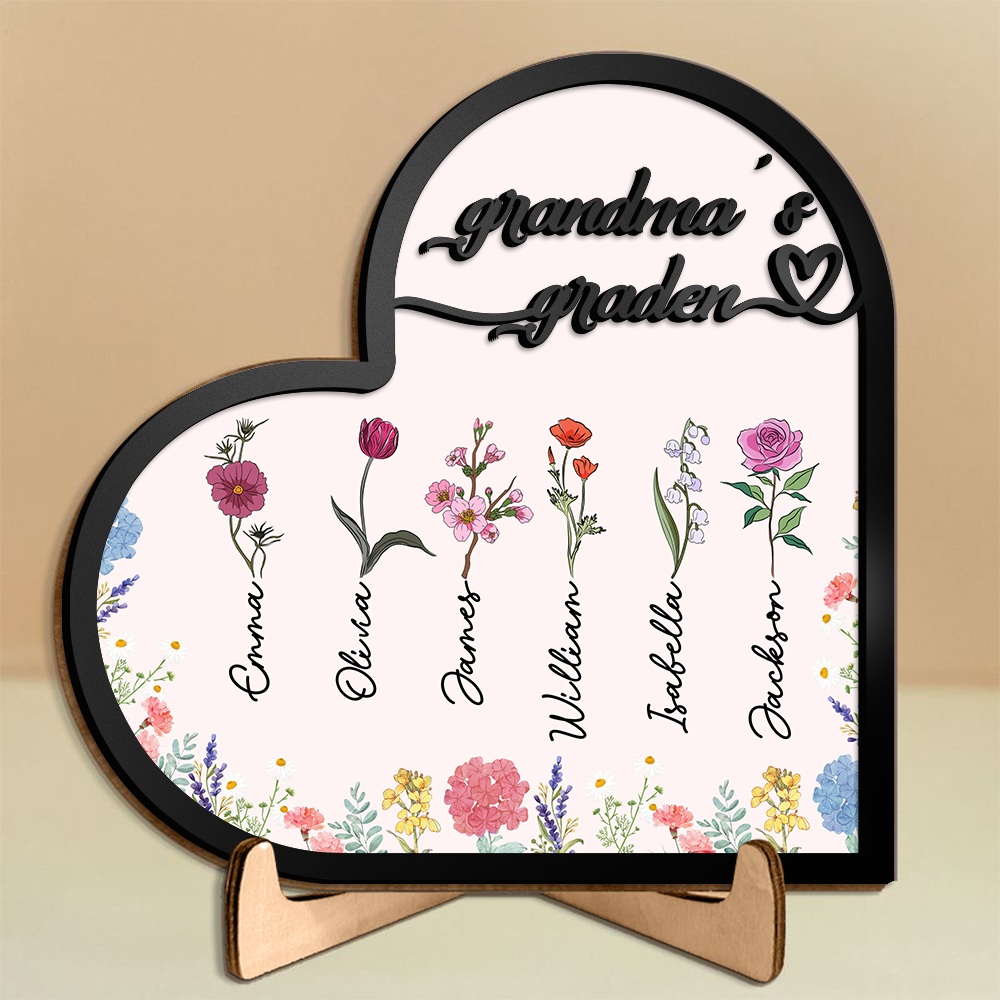 Custom Grandma’s Garden Floral Name Plaque – Personalized Mother’s Day Birthflower Gift | Lorajewel