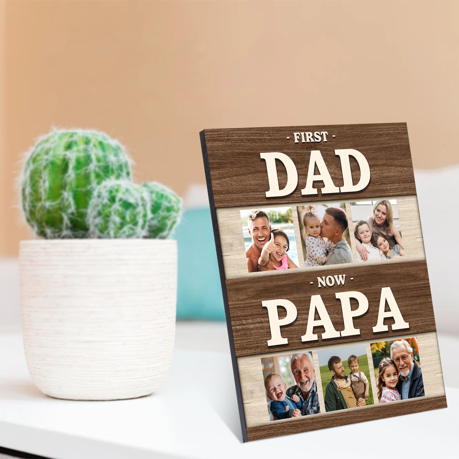 Personalized Photo Plaque – First Dad, Now Granddad Plaque with 6 Photos | Lorajewel