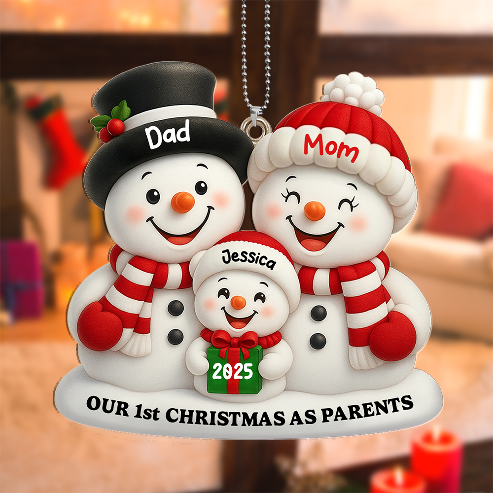 Personalised Snowman Family 1st Christmas Ornament