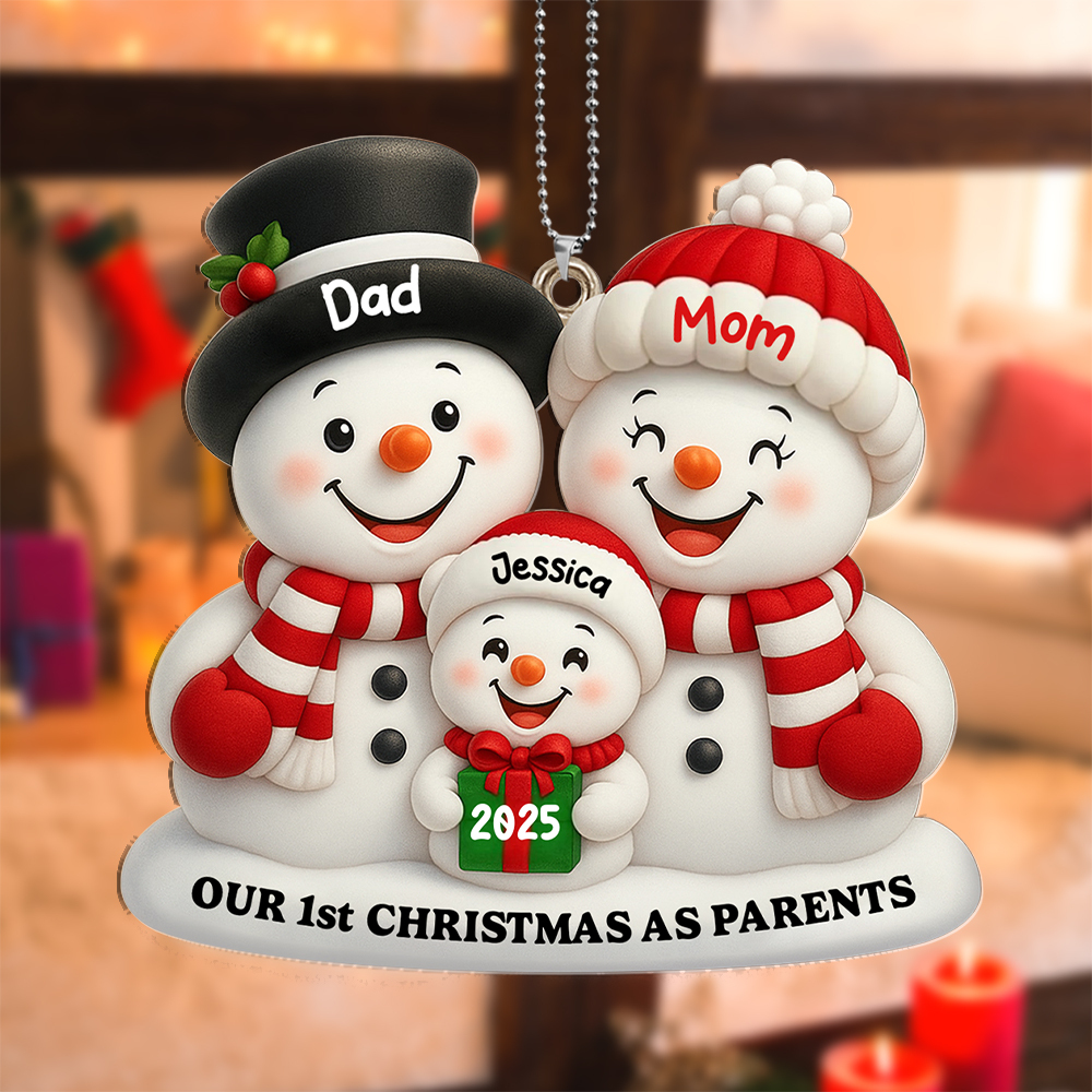 Personalised Snowman Family 1st Christmas Ornament