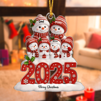 Personalized Family Snowman Names Ornament 2025