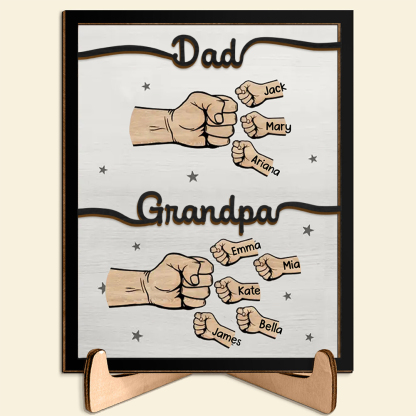 2-12 Names Personalized Fist Bump Wooden Ornaments Gift for Grandpa/Dad