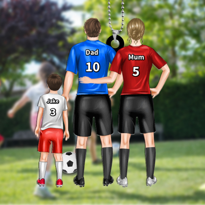 3 Names & Numbers Personalized Football Family Keyring - Father's Day Gift | Lorajewel