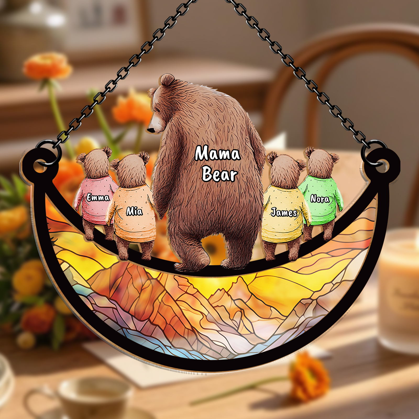 Personalized Mama Bear Hanging Ornament – Custom Bear Family Names | Lorajewel