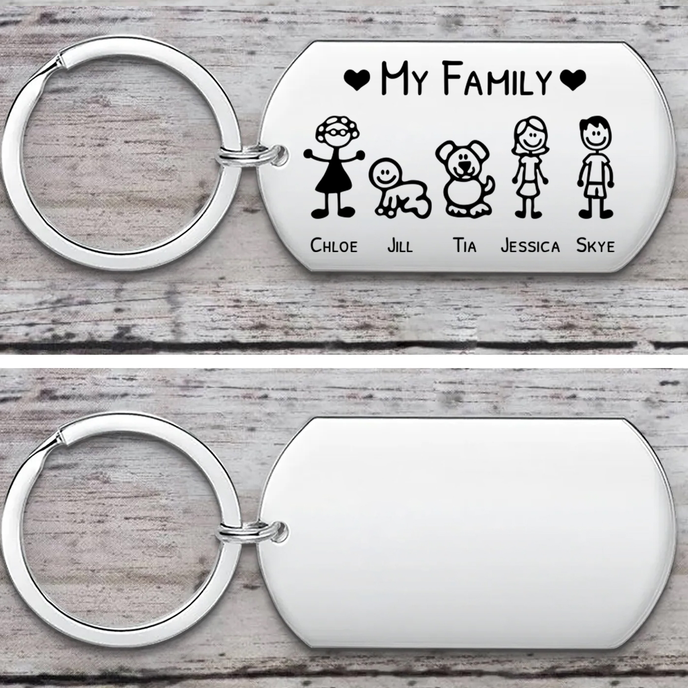 Perosnalized Family Keyring – “My Family” Stick Figure Tag