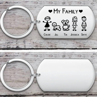 Perosnalized Family Keyring – “My Family” Stick Figure Tag