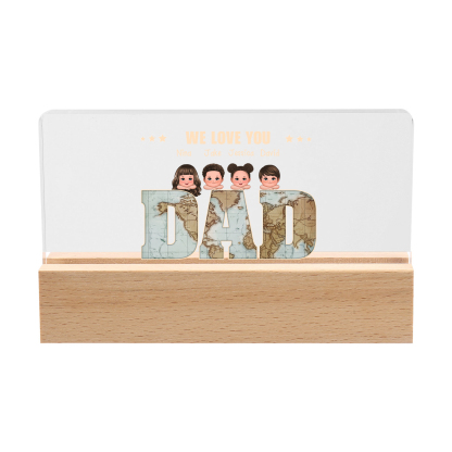 Personalized LED Acrylic Light Gift for Dad – “We Love You” Design with Children's Names & Characters | Lorajewel