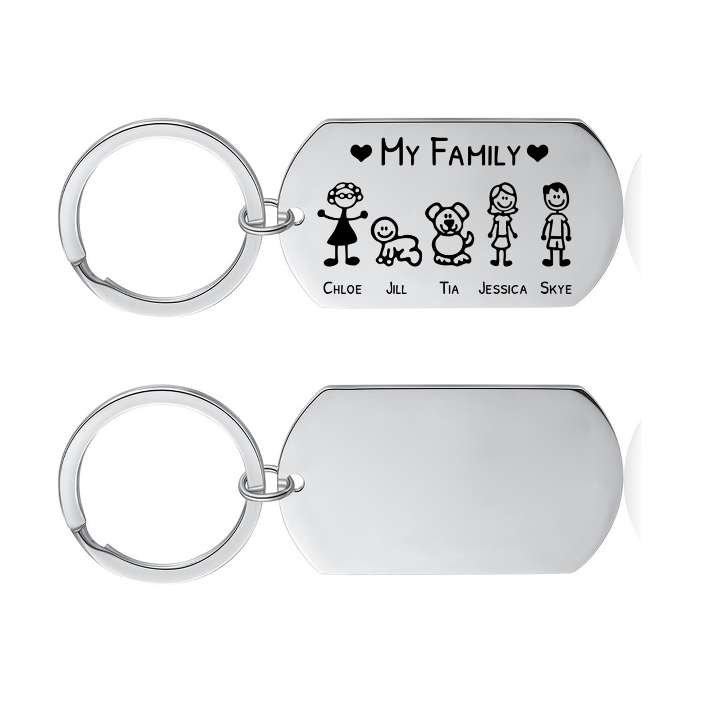 Perosnalized Family Keyring – “My Family” Stick Figure Tag