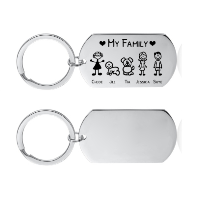Perosnalized Family Keyring – “My Family” Stick Figure Tag