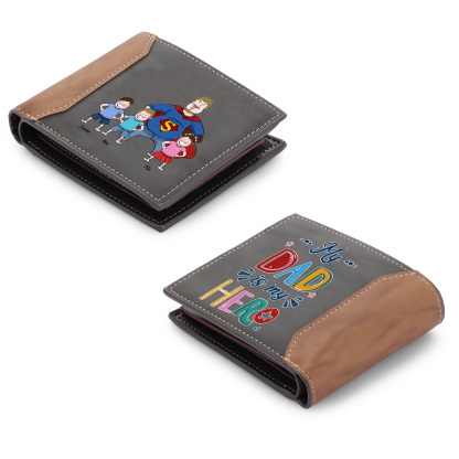 Personalized Dad Wallet with Cartoon Illustrations – Father's Day Gift for Dad | Lorajewel